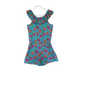 Girls' Floral Ruffle Romper By Wonder Nation Size XL (14-16) Usado